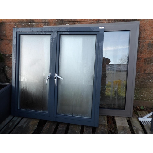 37 - Two aluminium double glazed windows