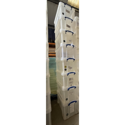 111 - Eight plastic stacking storage boxes