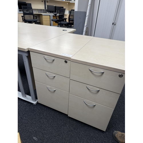 298 - Two office desks together with two three drawer pedestals, keys with Auctioneer