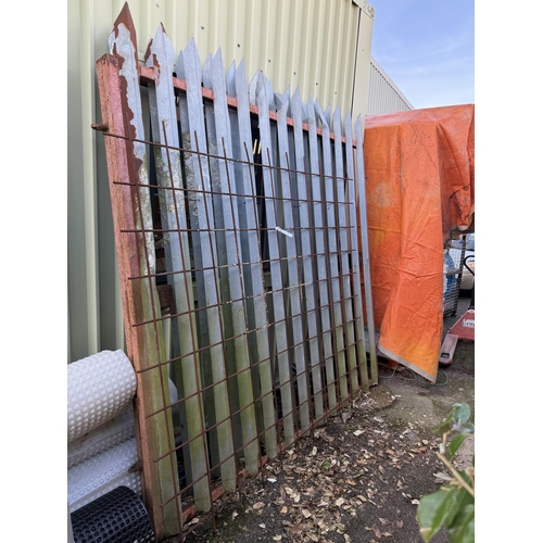 55 - A pair of box section and galvanised steel entrance gates complete with pillars together with a shee... 