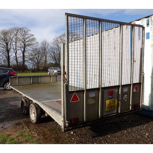 25 - An Ifor Williams tandem axle plant trailer complete with loading rams