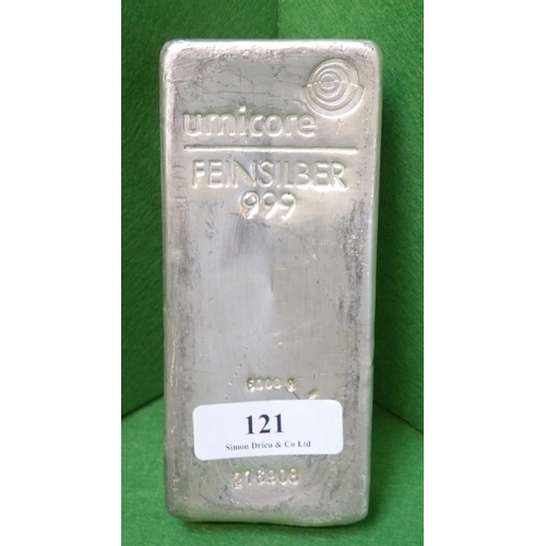 121 - A Umicore 0.999 solid silver 5kg ingot