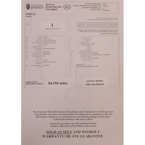 1 - J8260 - A four digit registration mark assigned to a 1999 Toyota Yaris of insignificant value