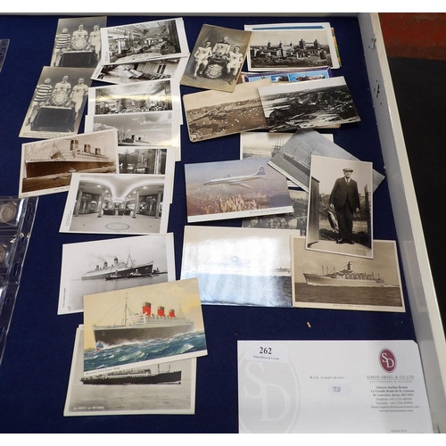 262 - An assortment of postcards and picture cards pertaining to RMS Queen Mary and other liners, sportsme... 