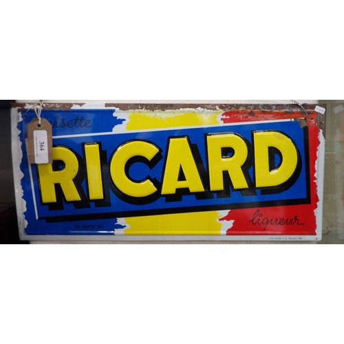 364 - A vintage Ricard tin plate advertising sign