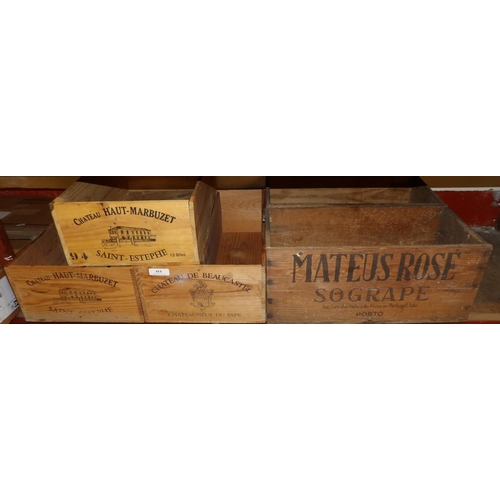 414 - A selection of wine boxes and crates