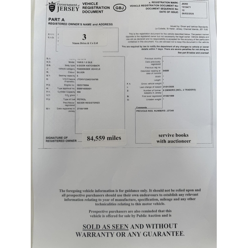 3 - J8260 - A four digit registration mark assigned to a 1999 Toyota Yaris of insignificant value