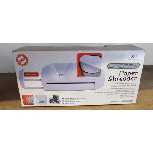 357 - A Storex paper shredder