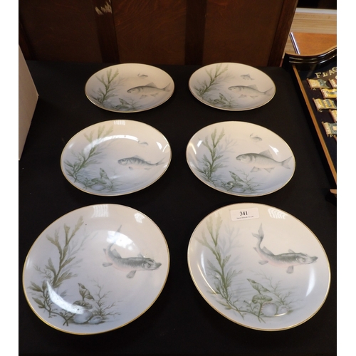 341 - A set of six Rosenthal plates each depicting fish