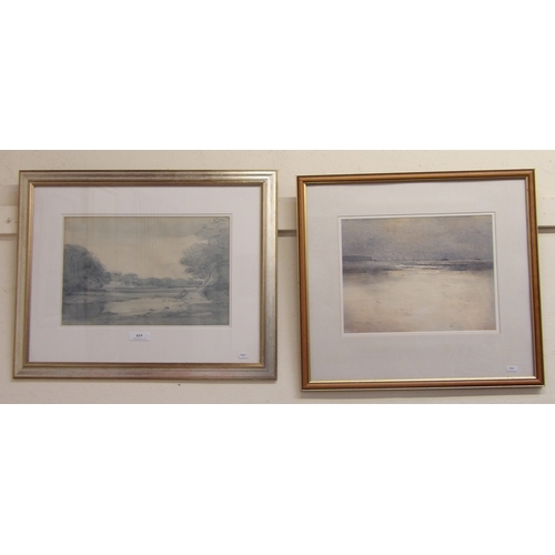 419 - Jonathan Taylor 1991 seascape original water colour, signed 27cm x 35.5cm together with one other