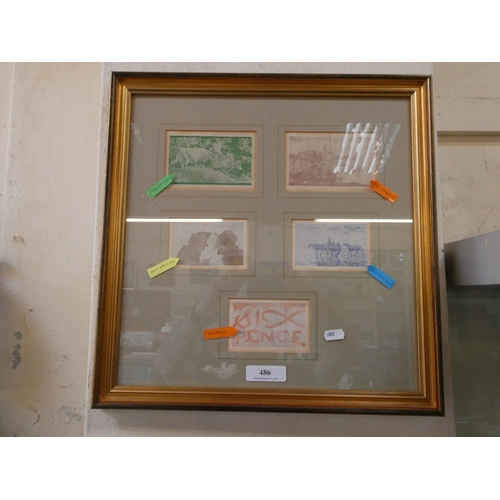 A framed set of five vintage States of Jersey bank notes, four ...