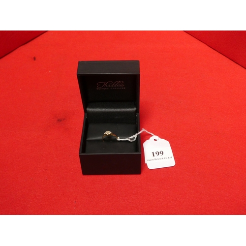 199 - An 18 carat yellow gold ring set with multiple diamonds (size M)