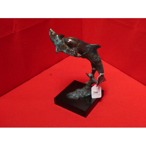 200 - A bronze of a Dolphin and Calf
