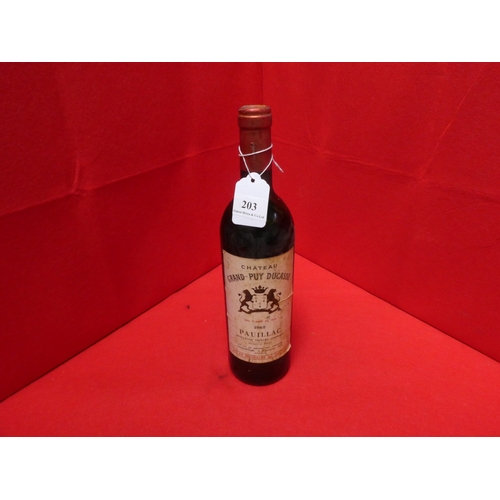 203 - A bottle of Chateau Grande Puy Ducasse Pauillac 1982