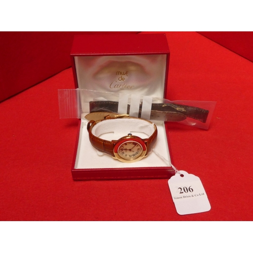 206 - A Must de Cartier 1800 silver gilt wrist watch