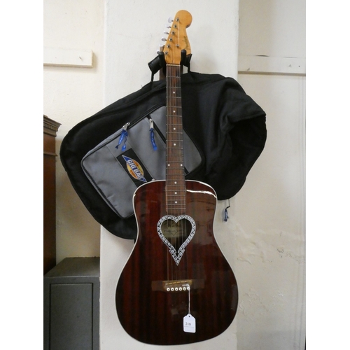 218 - A Fender acoustics California series alkaline trio malibu acoustic guitar and case