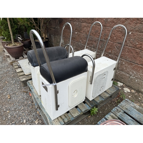 66 - Four fibre glass stainless steel mounted RIB seats