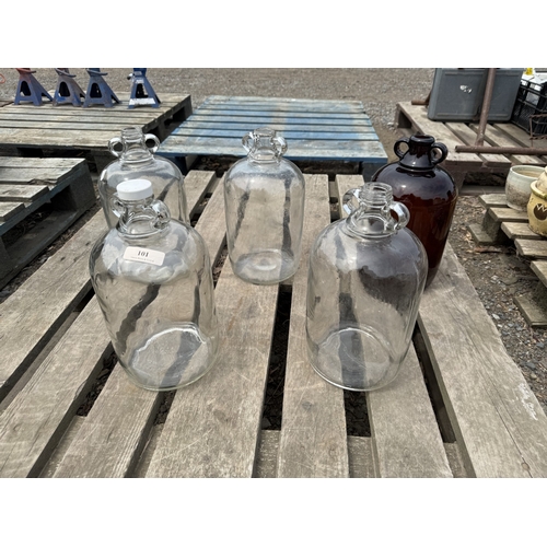 101 - Five glass demi johns