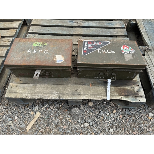 116 - Two vintage metallic storage boxes