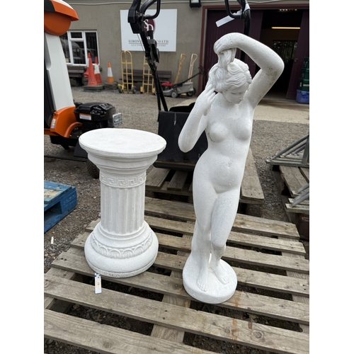 118 - A reconstituted stone statue of the female form on plinth