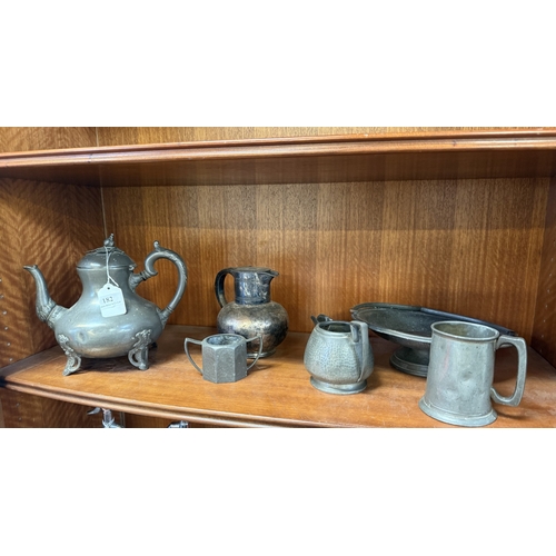 182 - An assortment of pewter and plated ware