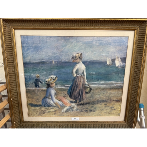 192 - Nineteenth century beach scene, a gilt framed print after August Renoir