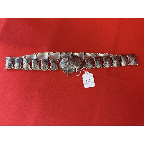213 - A vintage hand made Russian silver niello belt with Scimitar buckle, signed, circa 1900