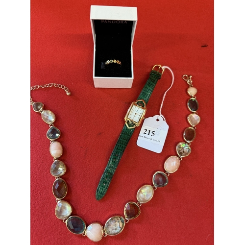 215 - A Moda Impelle crystal necklace together with a Pandora ring and a Festina wrist watch