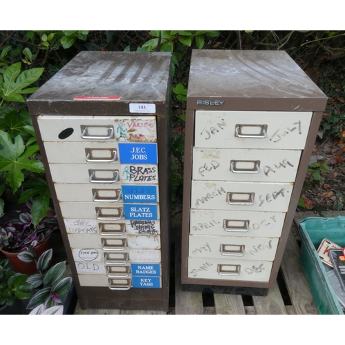 103 - A Bisley six drawer document filing cabinet together with another ten drawer document filing cabinet