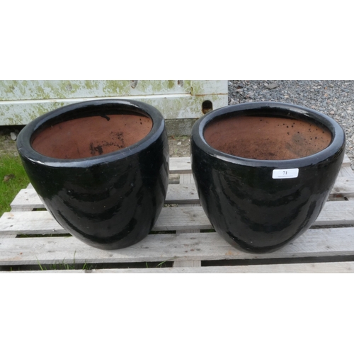 71 - A pair of salt glazed terracotta planters