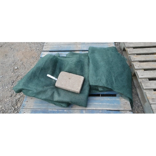 80 - Four pieces of green nylon wind break netting