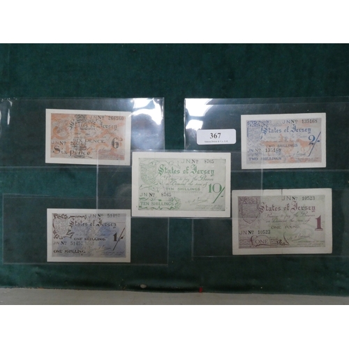 Five vintage States of Jersey bank notes with illustrations by Edmund ...