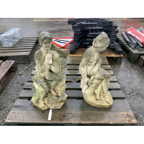 90 - Two reconstituted stone garden models of the naked female form