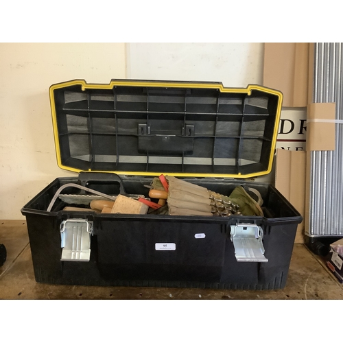 95 - A Stanley tool box containing an accumulation of tools