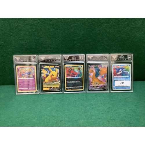 Five graded Pokemon cards