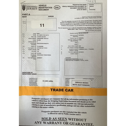 11 - A 2012 Audi A6 Hybrid 2.0 TFSi four door saloon J131514 (hybrid petrol/automatic), odometer reading ... 