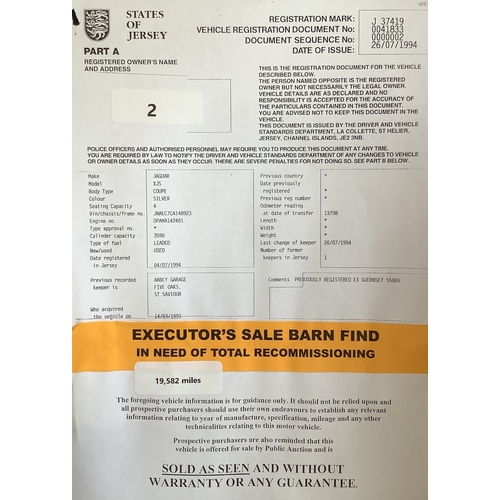2 - A Jaguar XJS 3.6 coupe J37419 (petrol/manual), odometer reading 19,582 miles only  - barn find Execu... 