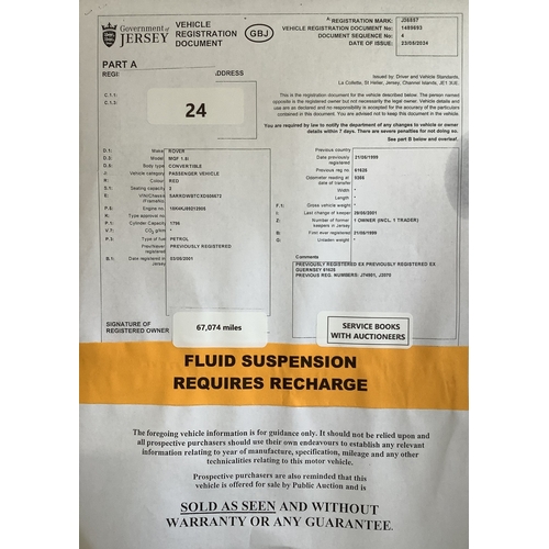 24 - A 1999 Rover MGF 1.8i convertible roadster J36857 (petrol/manual), odometer reading 67,074 miles