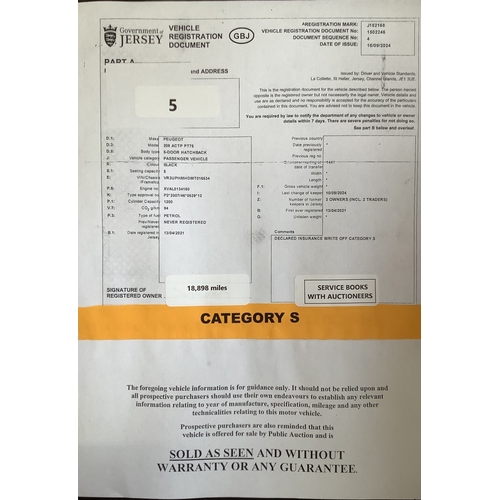 5 - A 2021 Peugeot 208 Active 1.2 five door hatchback J152168 (petrol/manual), odometer reading 18,898 m... 