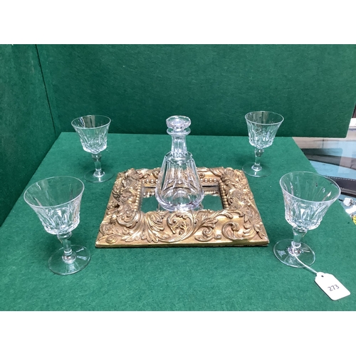 273 - A Baccarat Spirit Decanter together with 4 Baccarat Stemmed Glasses (Massena pattern)