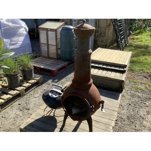 42 - A Cast iron Chimera together with a Weber Kettle BBQ