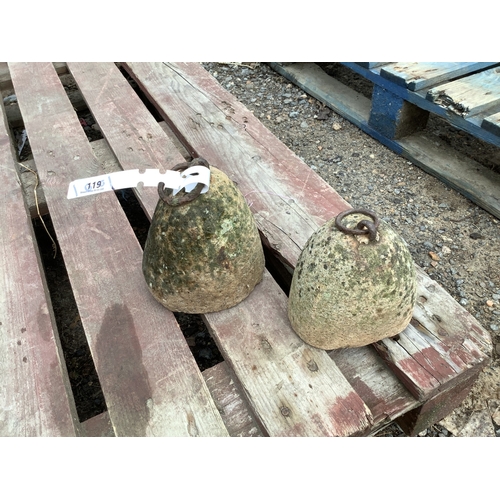 119 - Two granite corn weights of diminutive form