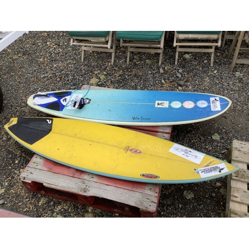 73 - Two surf boards by Matt Barrow and Dave Macaulay