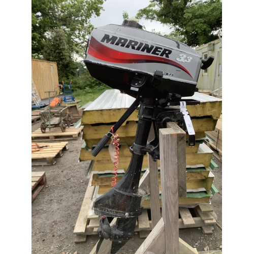 97 - A Mariner 3.36hp outboard engine together with a galvanised anchor
