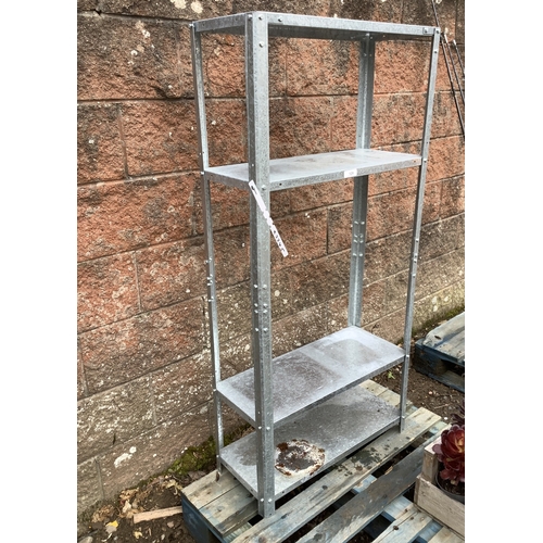 129 - A galvanised four tier shelf unit