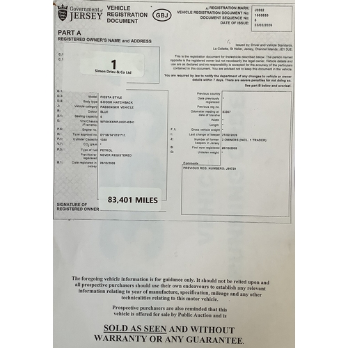 1 - J3553 - A four digit registration mark assigned to a 2005 Ford Fiesta 1.5 five door hatchback (petro... 
