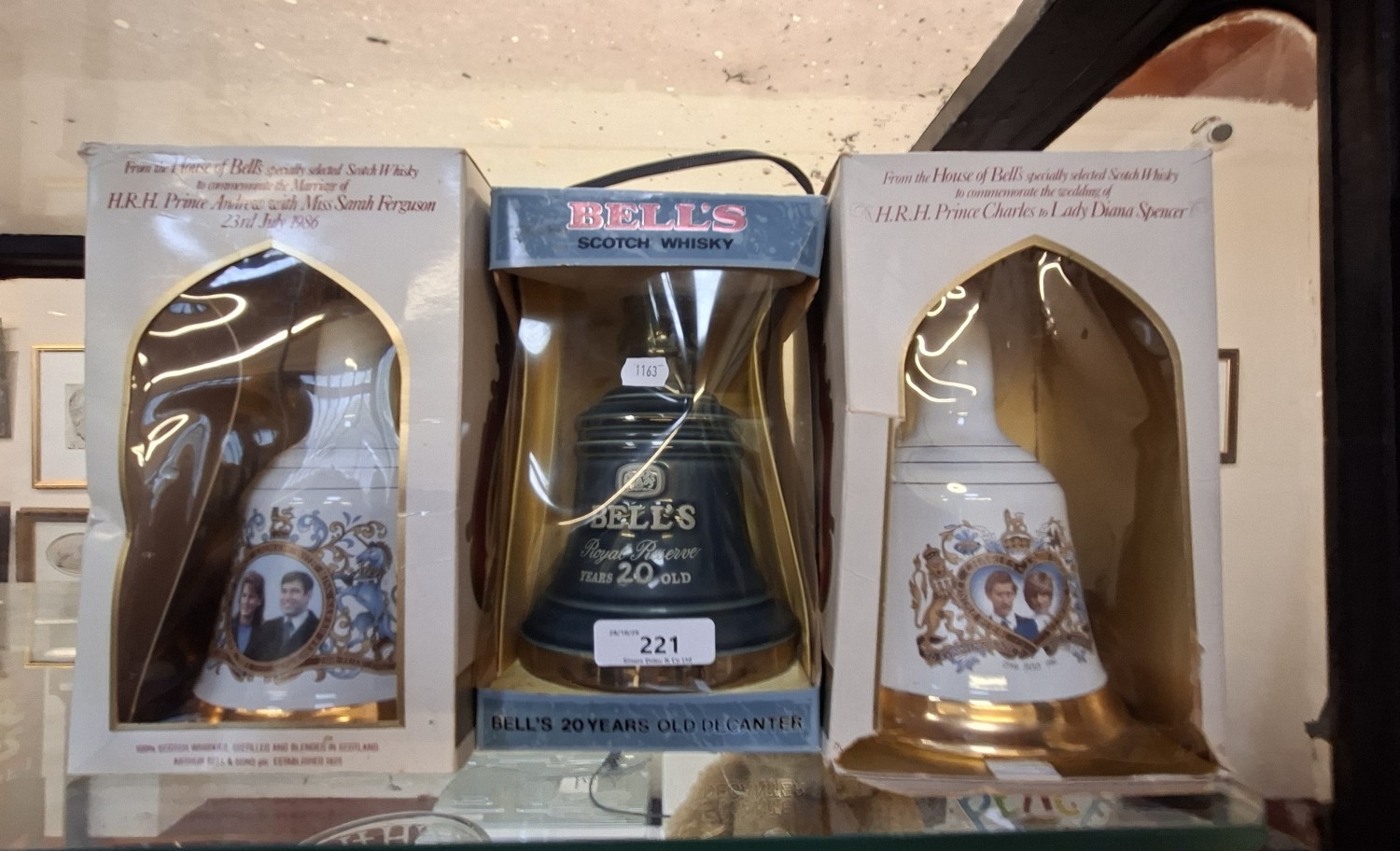 Three Bell's Commemorative Whisky decanters - factory sealed