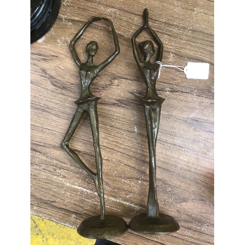 3 - Bronze ballerina figurines