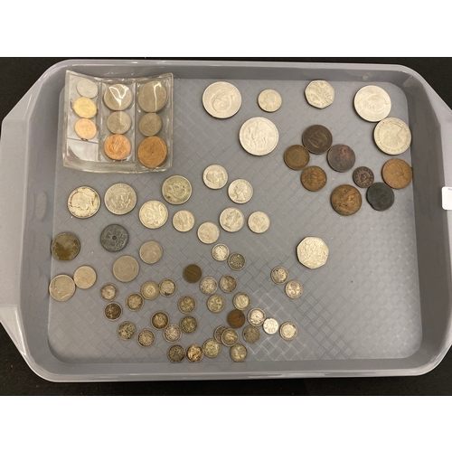 43 - Tray of coins including silver