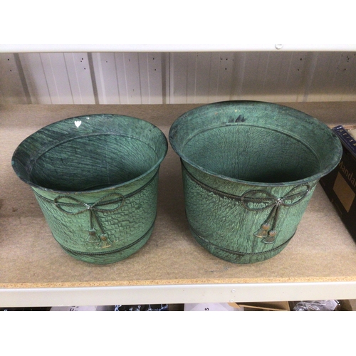 27 - Pair of metal planters 29x33cm and 26x31cms